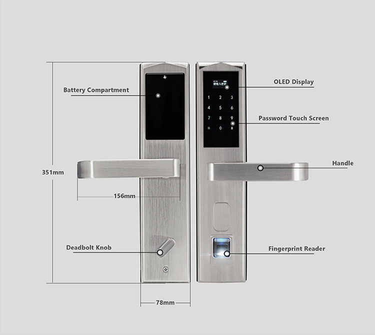 Password Keyless Entry Door Lock , APP Card Door Lock Scamble Pin Code