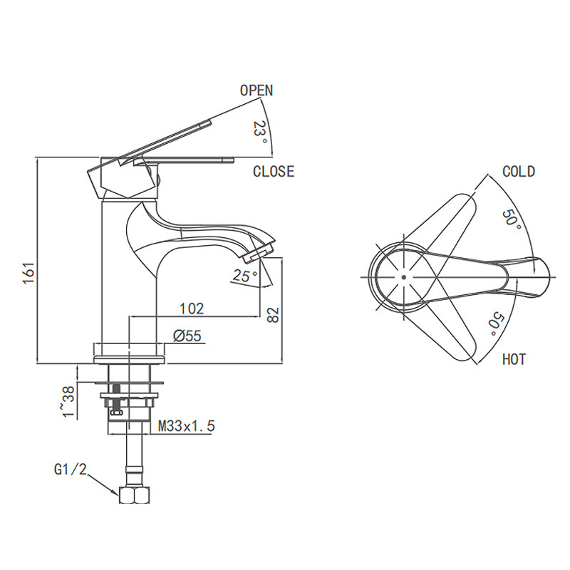 AG4103 142mm Brass Basin Mixer Tap Sanitary Ware For Bathroom