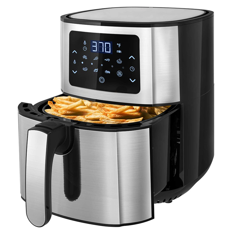 7L With Window Stainless Steel Air Fryer Oven Led Touch Screen For 12 Presets Easy Clean 1800w Home