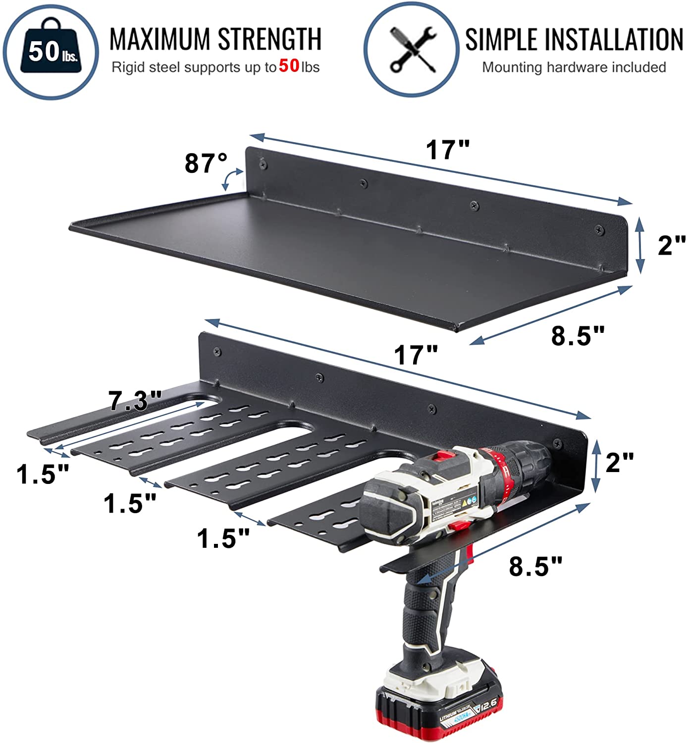 Carved Power Tool Organizer Wall Mount for Neatening and Storage of Heavy Duty Drills