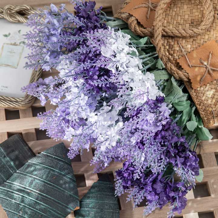 2025  Artificial Lavender Flower Bouquet 10 Heads Artificial Silk Lavender Bushes Flowers  for Wedding Home Outdoor Decoration