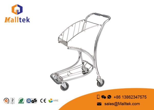 Silver Airport Luggage Trolley Airport Baggage Trolley High Strength Aluminum