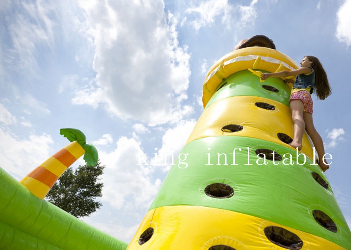 Jungle Theme Monkey Inflatable Climbing Tower Wall With Trees