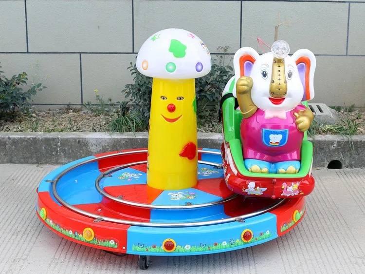 Amusement Park Arcade Carousel Kiddie Ride With Rail Trackless Train