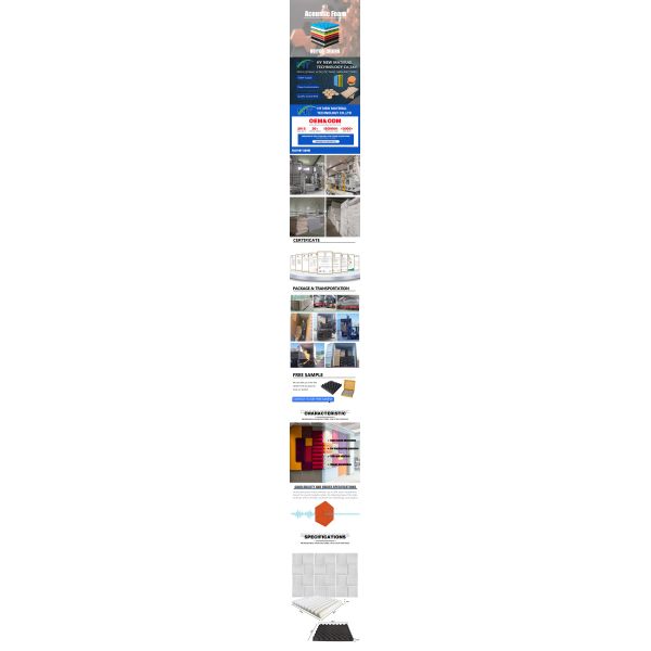 Officespace PET Fire Resistant Acoustic Foam Panels Self Adhesive Wall Panels Soundproofing Sheets for Acoustic Treatment