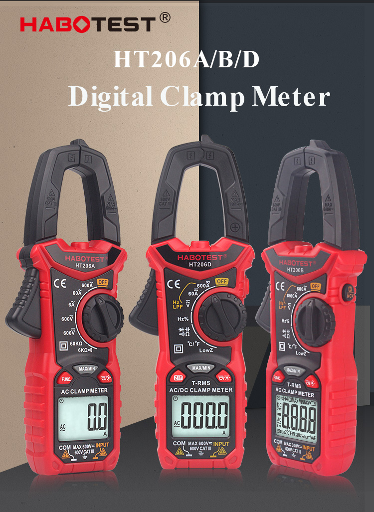 600V AC DC Clamp Multimeter , 6000 Counts True RMS Clamp Multimeter