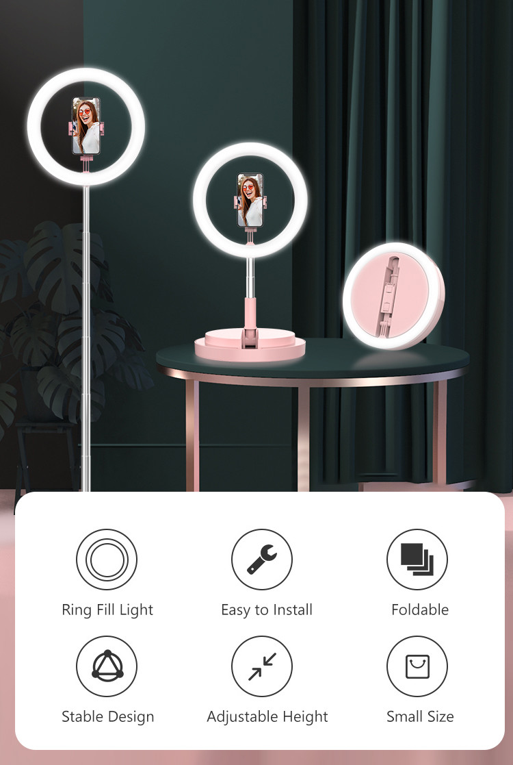 Foldable Selfie Ring Light Dimmable Selfie Ring Light With Tripod Stand