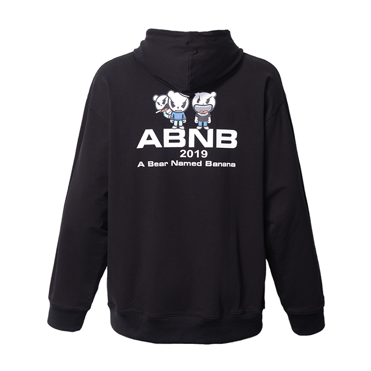 Black Color Custom Printed Sweatshirts , Autumn Winter Hoodie Print Pattern
