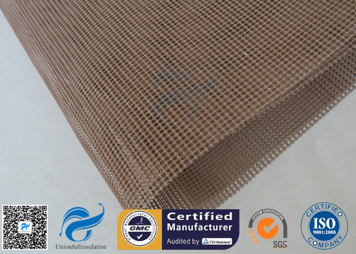 Brown 4x4mm PTFE Coated Fiberglass Fabric For Conveyor Belt