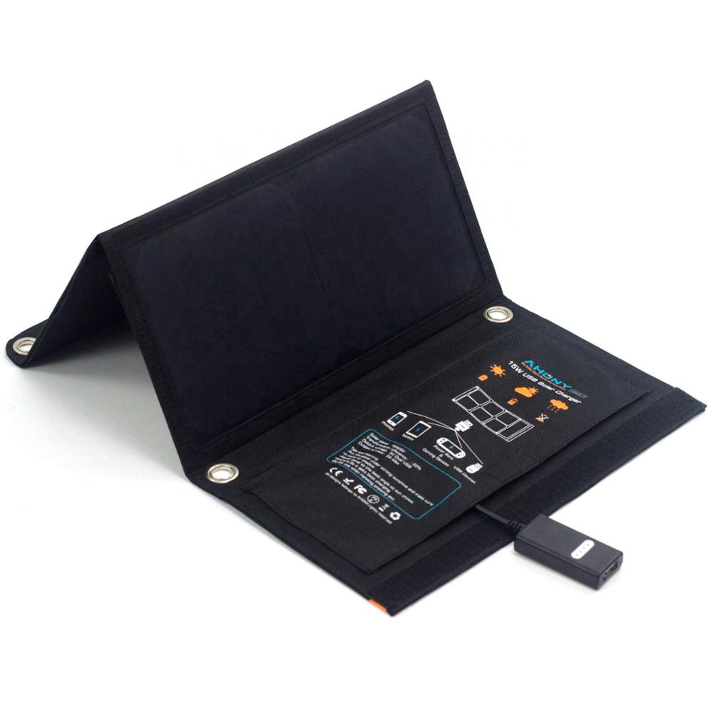 Mini ETFE USB portable Solar Panel Phone Charger 15W 5V Outdoor Hiking Camping Backpack solar powered phone charger