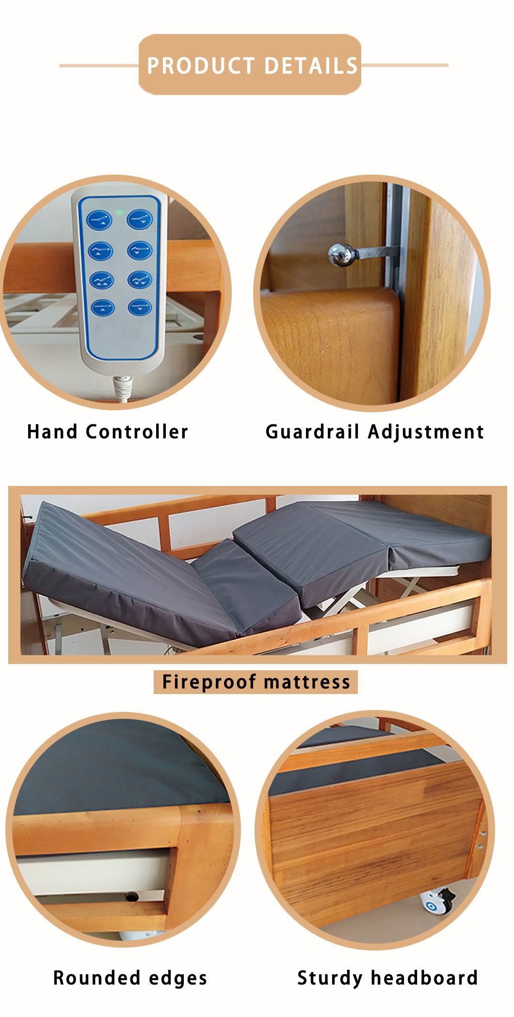 Electric Turn Over Household Multifunctional Bed for The Elderly Paralyzed Lift Medical Nursing Home Solid Wood Nursing Beds