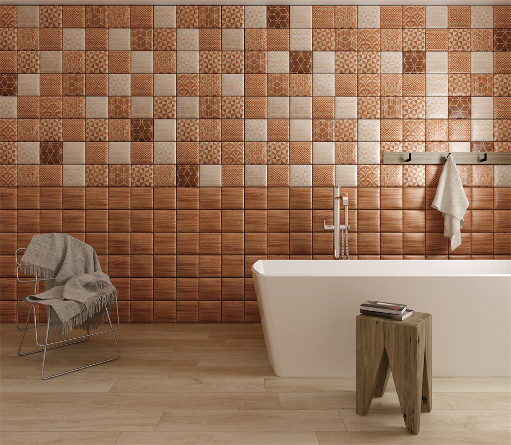 Brown 152x152mm Indoor Ceramic Wall Bread Tiles For Office And Decoration