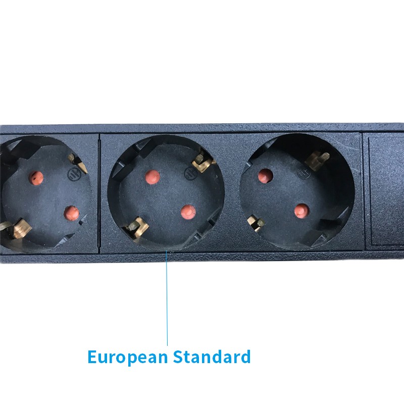 Black Euro 6 Way Network Cabinet Accessories Max Current 10A BS 10A Plug
