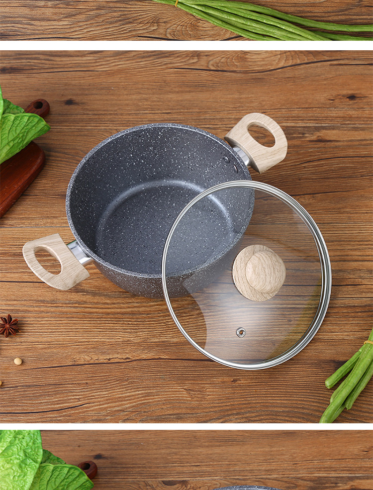 Various Models Grey Kitchen Cookware Sets Maifan Stone With Anti Heat Handle