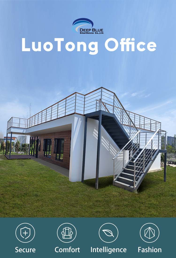 DEEPBLUE Prefab Wooden Bungalow With Light Steel Frame Construction