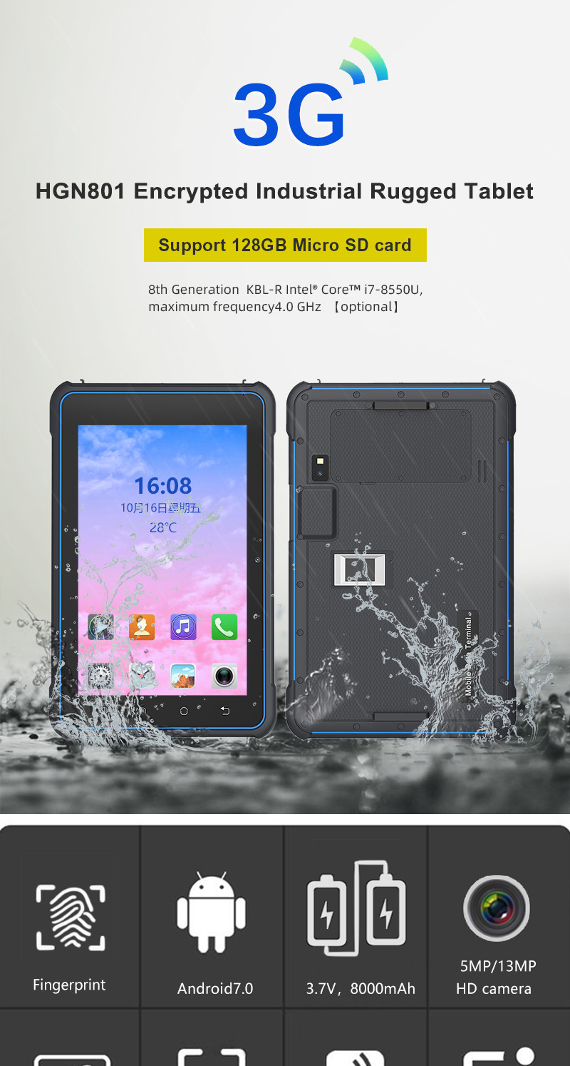 8 Inch industrial rugged android tablet Support QR Code Scanner