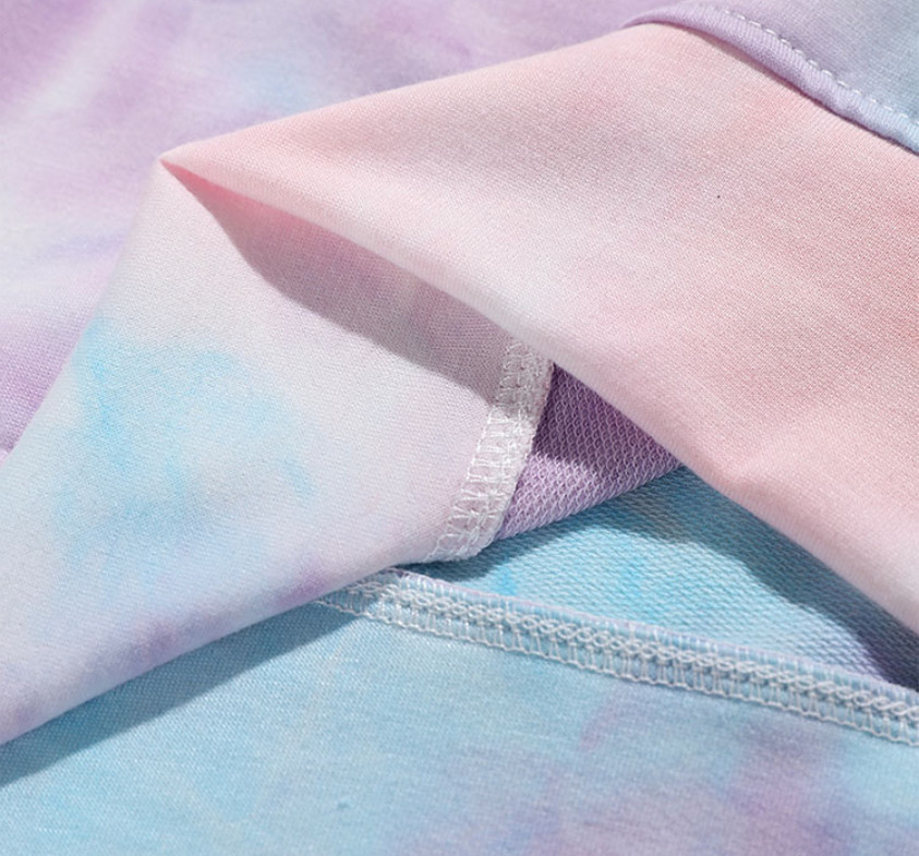 Print Casual Blank Oversized Sweatshirts Women Cute Pink Blank Tie Dye Crew Neck Sweatshirt