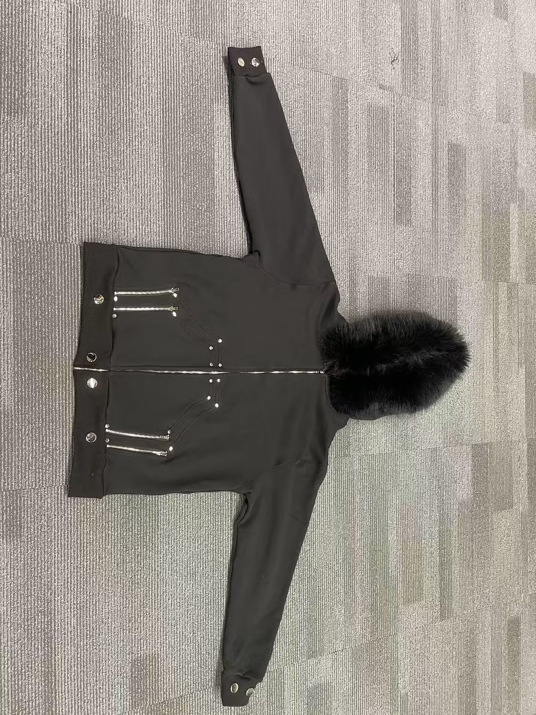 Custom Winter Fleece 100% Cotton Thick Blank Faux Fur Zipper Hoodie with Fur Hood