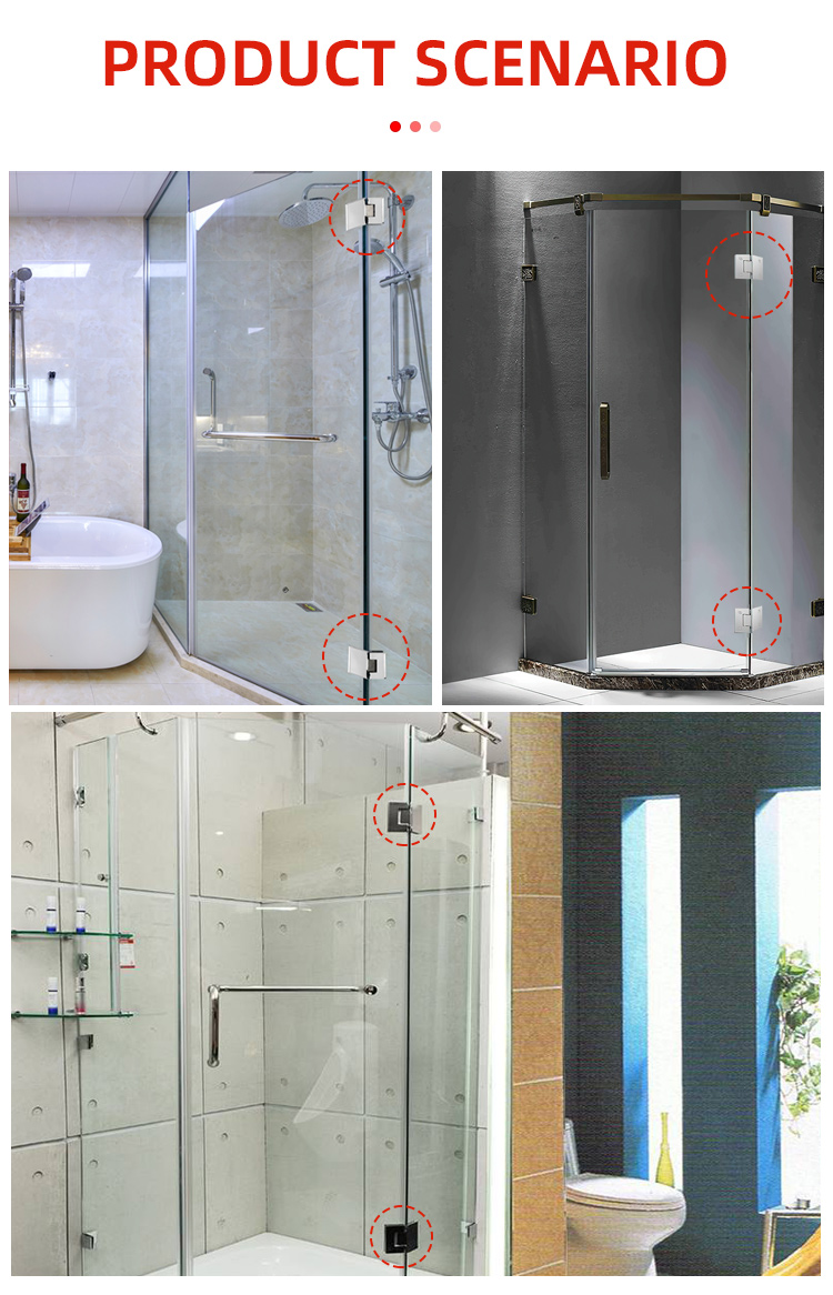 Brushed Nickel Glass Hinge 135 Degree Opening Angle Ideal for Glass Shower Enclosures