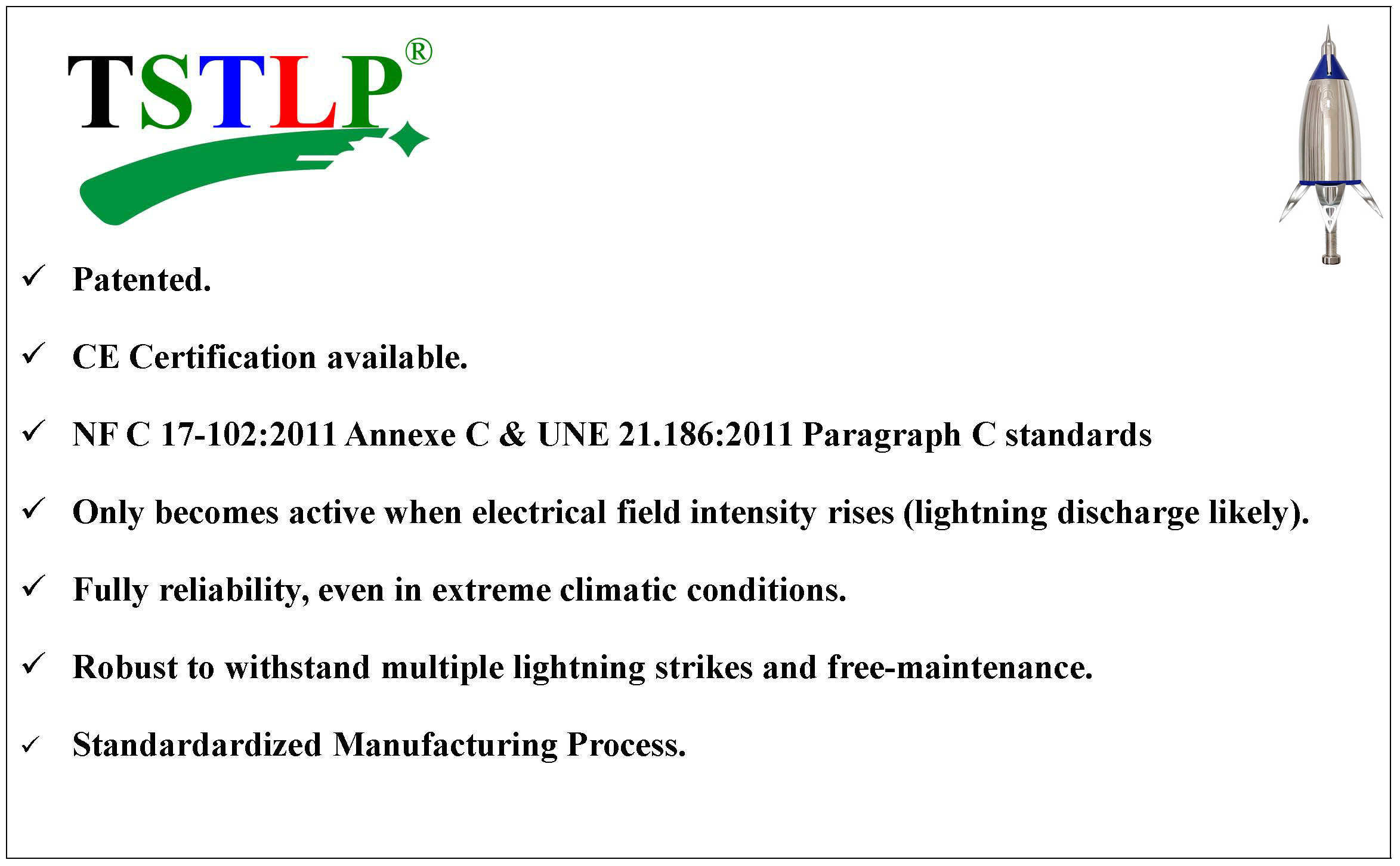 Early Streamer Emission Ese Lightning Rod On Buildings NF C 17-102 Standard