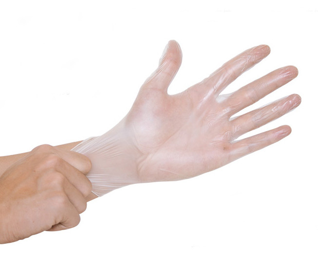 Non Sterile Disposable Vinyl Gloves Blue / Clear Color 4.0 - 5.5g Weight