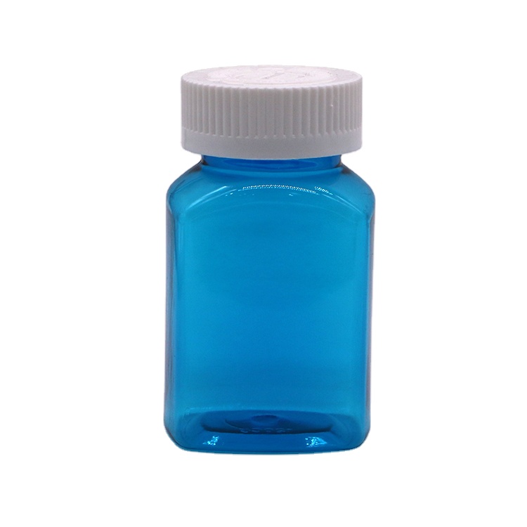 Solid Bottle Powder Bottle with Screw Cap 120ml PET Square Transparent Plastic Bottle