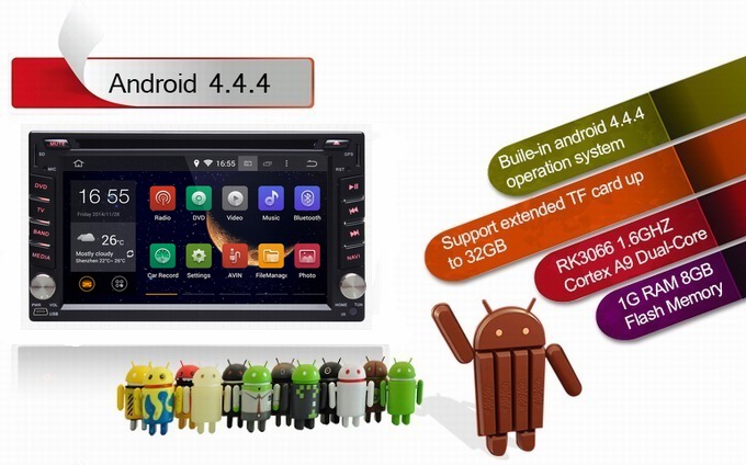 Ouchuangbo Pure Android 4.4 GPS Navigation for Universal Car DVD Multimedia Kit 3G Wifi Bluetooth OCB-2812C