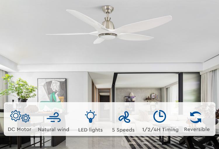 60" 5-Blade ABS LED Ceiling Fan with Light REACH Certified Low Energy Consumption