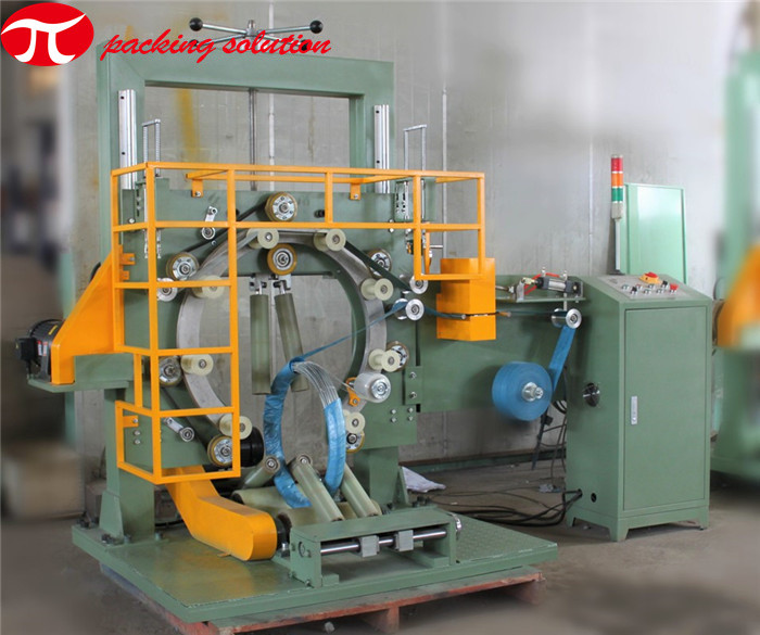 4.0KW Vertical Coil Packaging Line 80r/Min Ring Turning Binding Wire Wrapping Machine