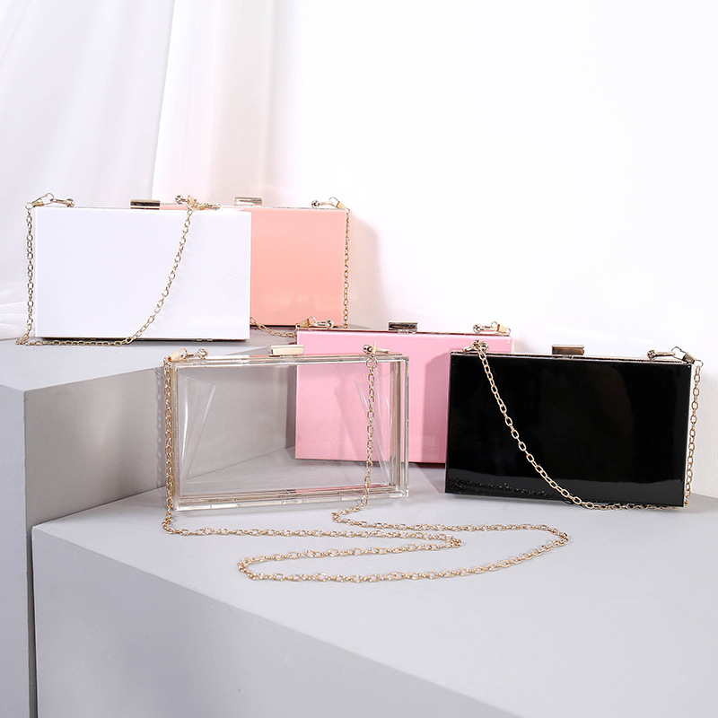 Acrylic Dinner Bag Simple Chain Diagonal Small Bridal Dress Evening Banquet Bag For Women Clutch