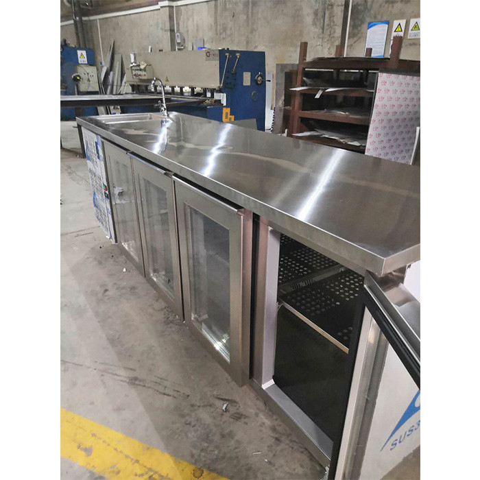 Commerical 2.4m 8ft Under Counter Bar Refrigerator 4 Glass Door