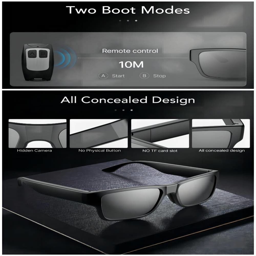 UV Protection Spy Video Sunglasses Rechargeable With HD Video Recording