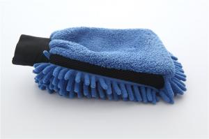 China Blue color microfiber plush chenille car cleaning detailing house cleaning wash mitts/gloves on sale