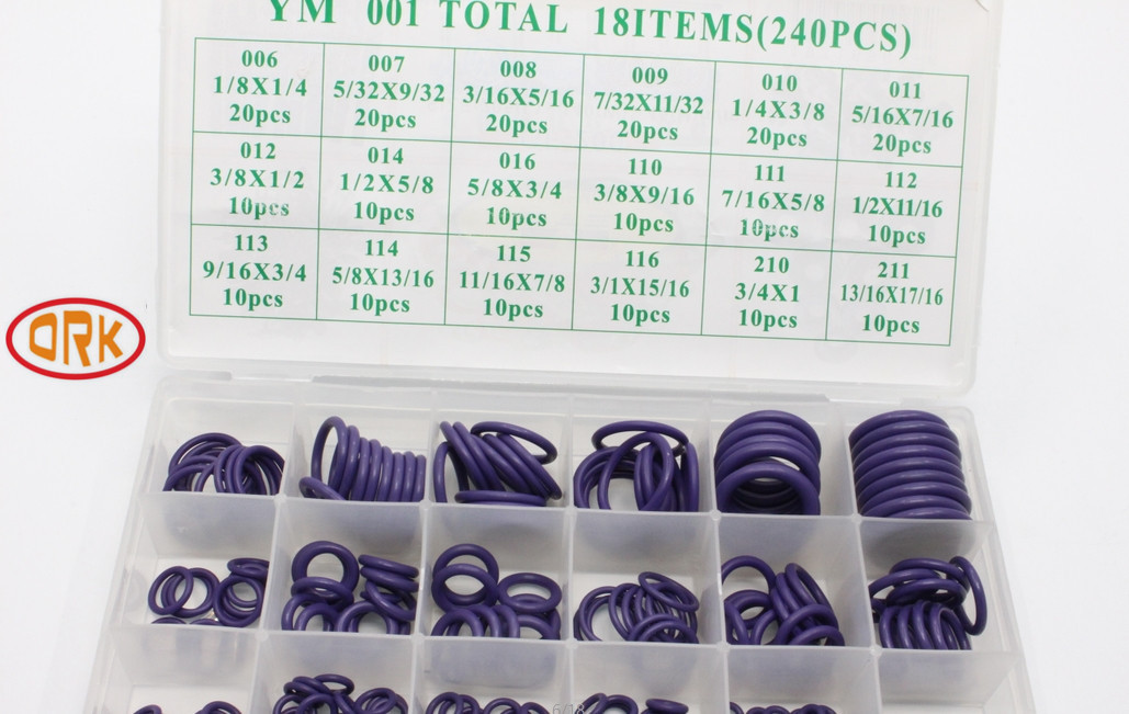 Industrial Fluorine Rubber O Rings Kits Max -25 Tensile Change