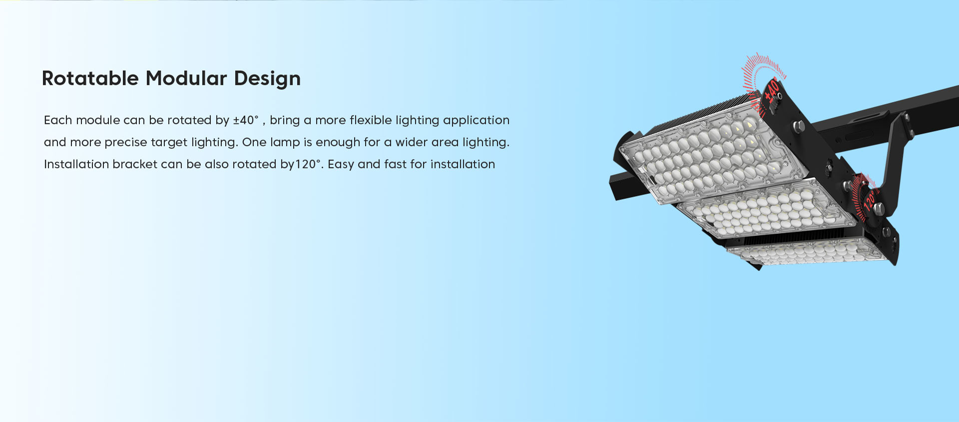 Flexible 120W High Power LED Flood Light Outdoor Sports Lights IP65