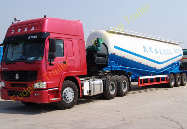 Customized Tri-Axles V shaped Bulk cement tanker trailers for transporting Bulk cement