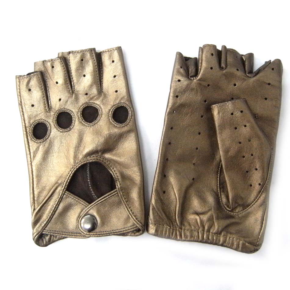 Sheepskin Mens Fingerless Driving Gloves , Fingerless Leather Gloves Customized Size