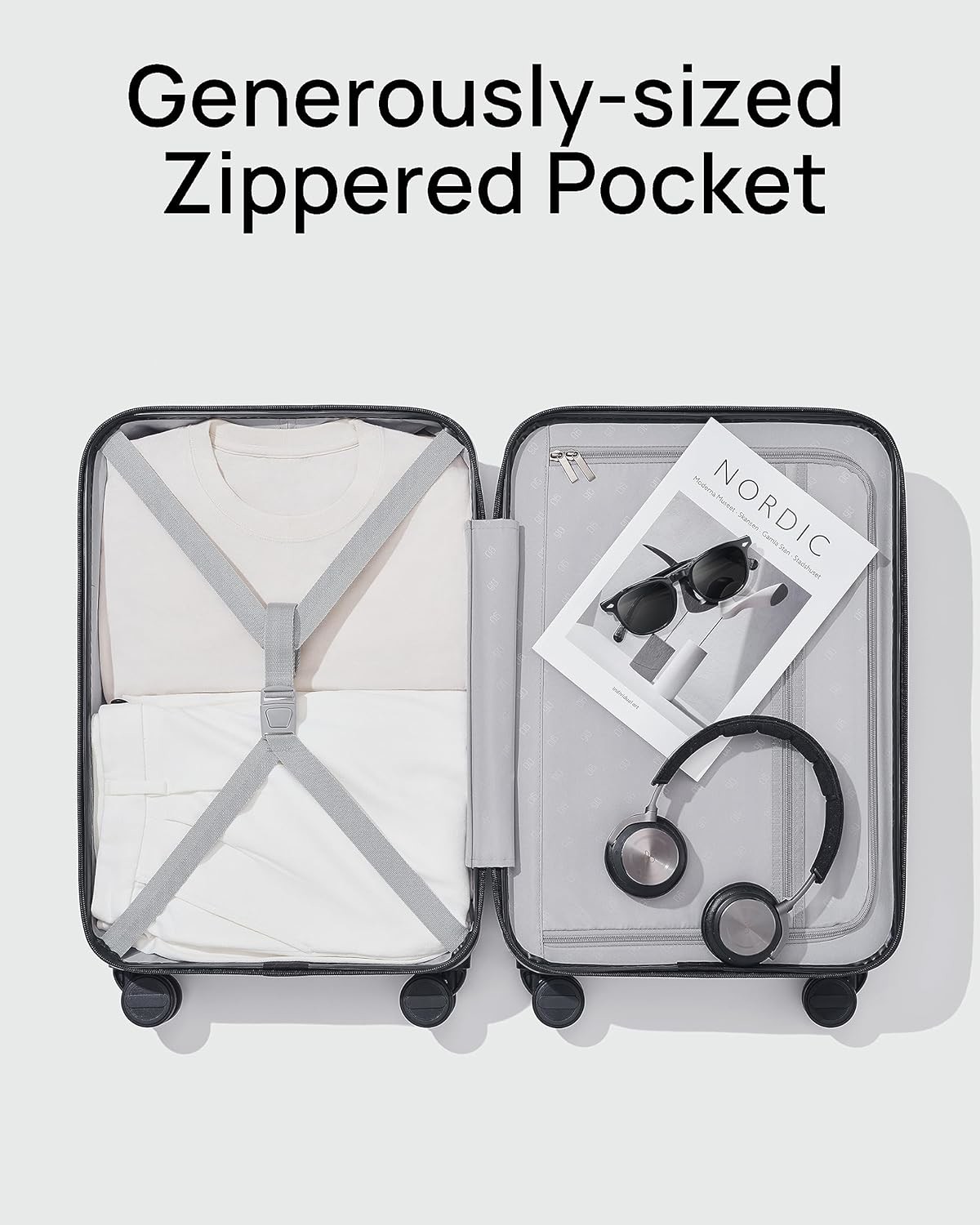 Luggage 22 X 14 X 9 Airline Approved, 20 Inch Luggage with Front Laptop Compartment, Double Spinner Wheels, Hardsided PC
