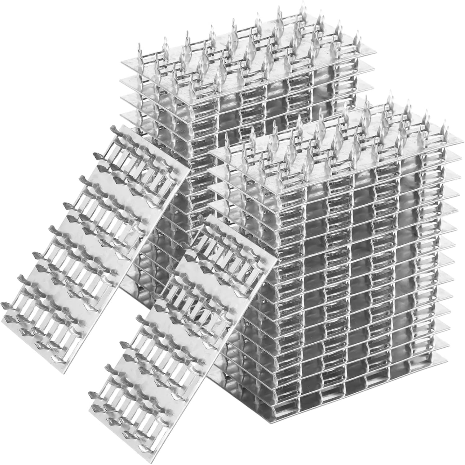 Pronged Truss Plates with 8mm Nail Teeth Galvanized Steel Flat Mending Plates Repair Tie Plate Bracket Thickness 1mm for Timber Roofing Wood Truss