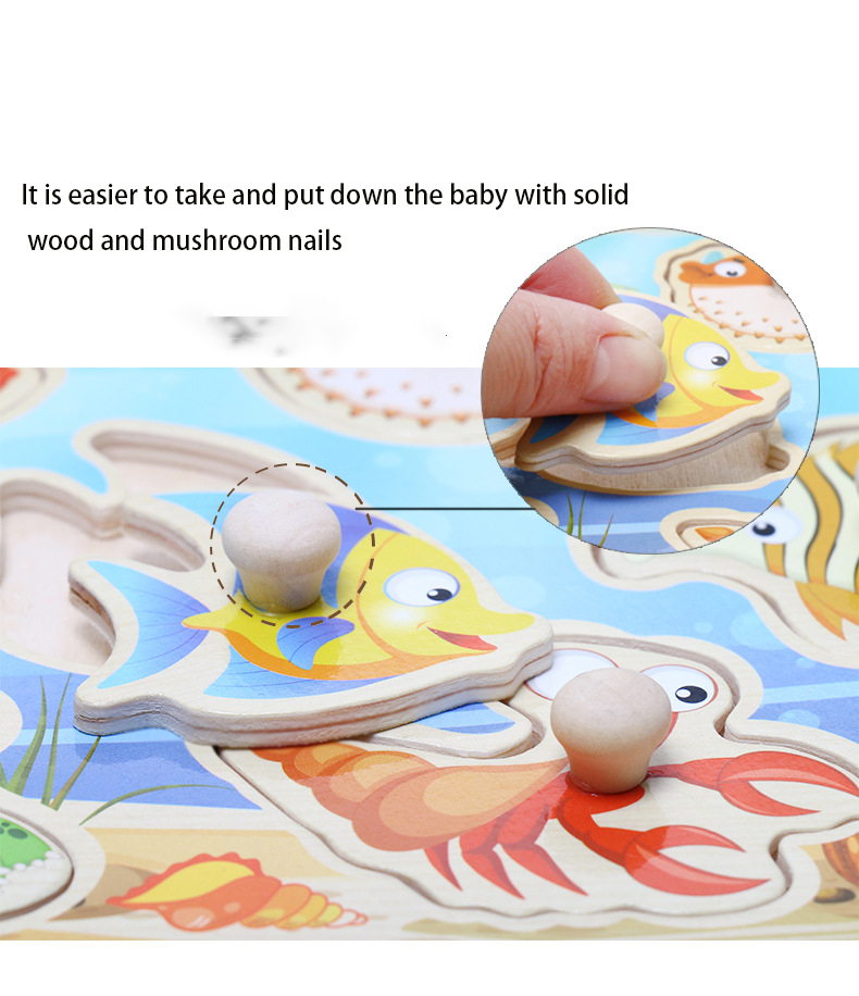 Unisex 15cm Wooden Animal Jigsaw Puzzles Wooden Educational Toys