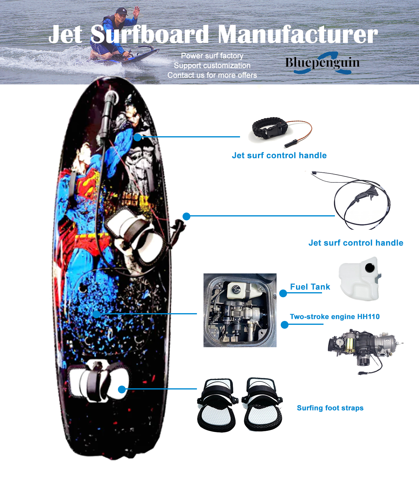 Power Jet Surfboard Engine Comprehensive Fuel 1.5L/H for 2 Hours Endurance Full Throttle