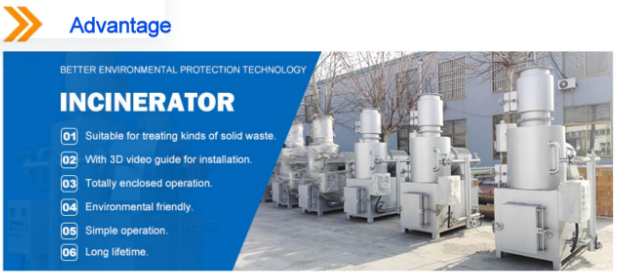 750L/H Smokeless Incinerator for Customized Size Hospital Waste Processing Equipment