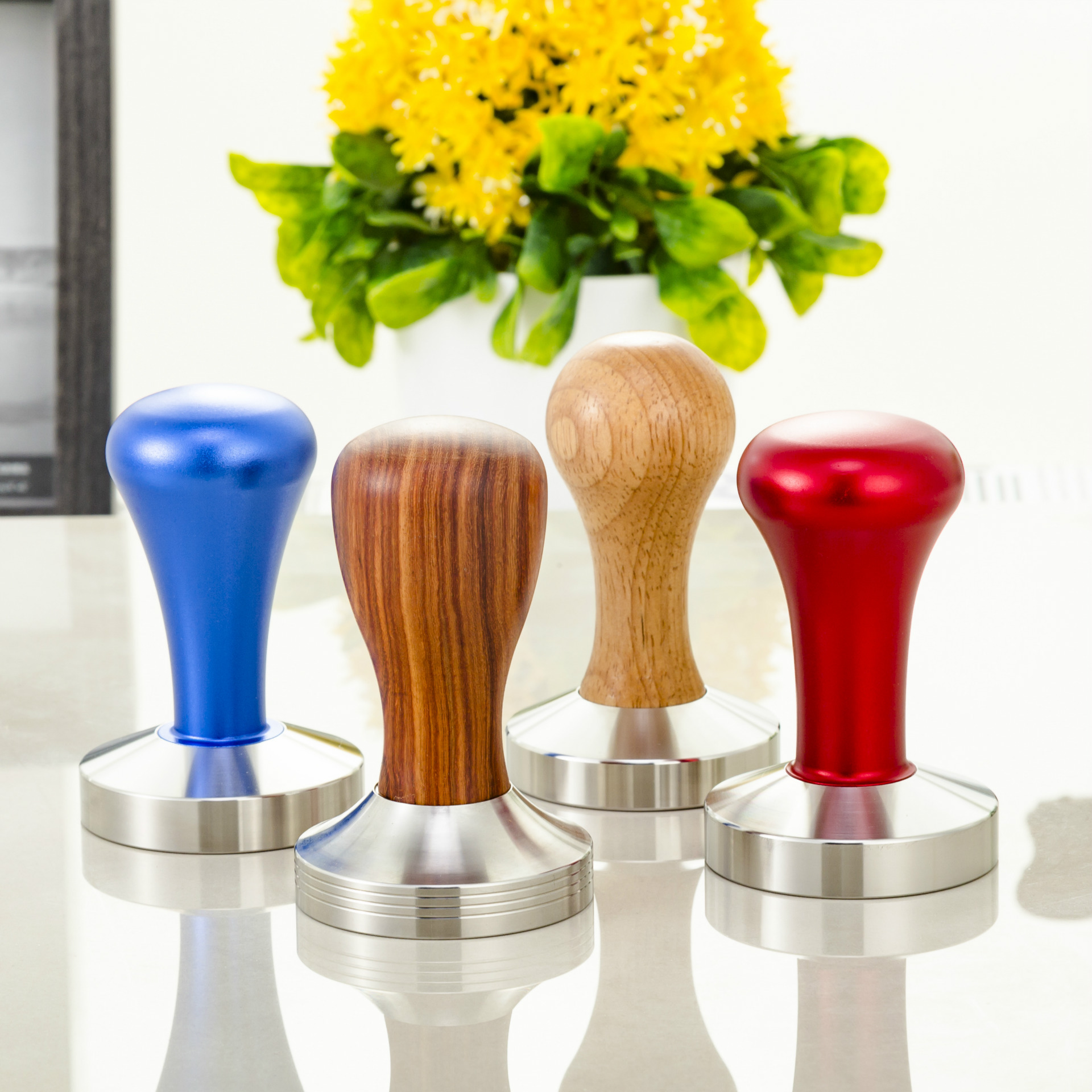 Wooden Handle Calibrated Coffee Tamper Flat Press Hammer Tool For Coffee Maker