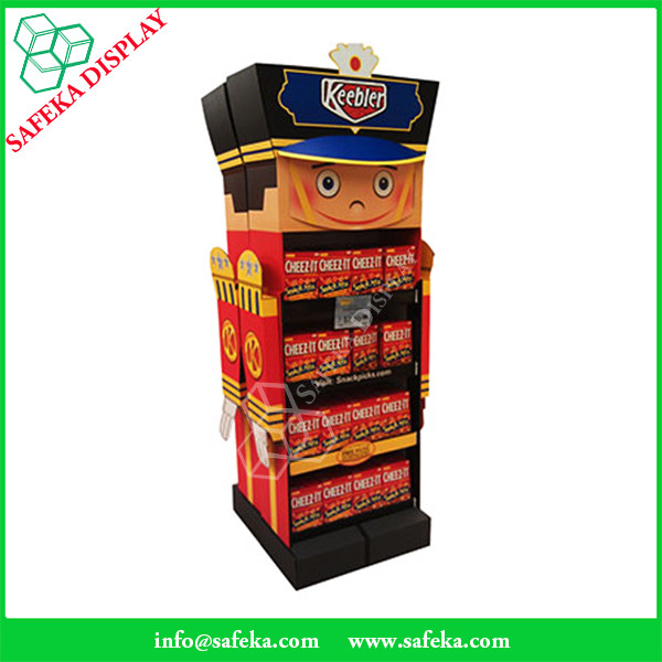 funko robot shape paper material cardboard display shelf corrugated snack and cookies display racks