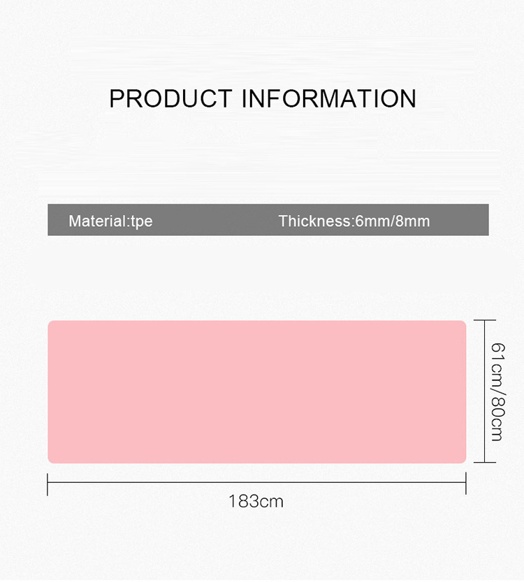 8mm 173CM Yoga Workout Mats Anti Slip Fitness With Carrier Strap