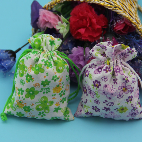 Pink Rope Drawstring Cotton Bag Recycling Multi - Color Choice For Jewelry