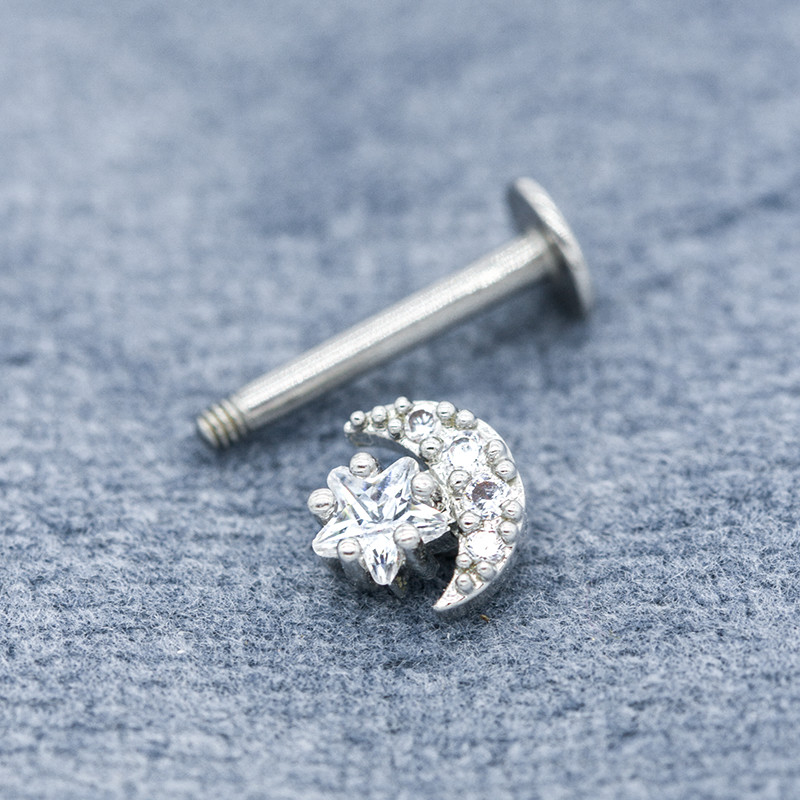 Clear Zircon Stone Star Labret Stud Septum Piercing Jewelery 8mm