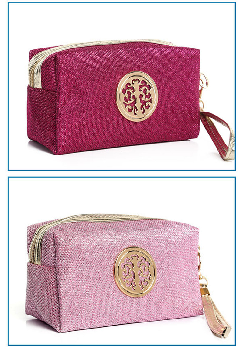 Wholesale Woman Travel Waterproof PU Cosmetic Wristlet Wash Bag