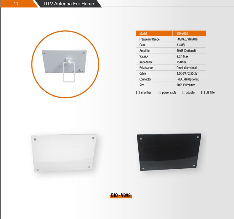 High Gain Film 3-4dBi 4K 1080P Digital HDTV Antenna Uhf Vhf For Home