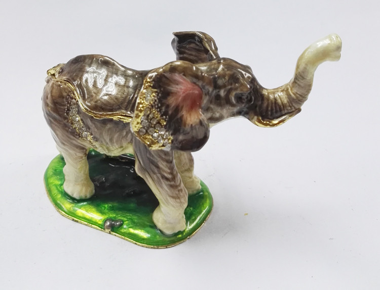 pewter family elephant jewelry box,elephant shape bejeweled box,alloy elephant trinket box